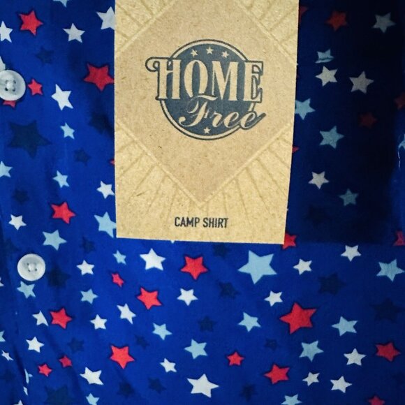 Mens 2XL Patriotic Shirt Button Down W/ Florida Patch Red White Blue Stars - Picture 5 of 8